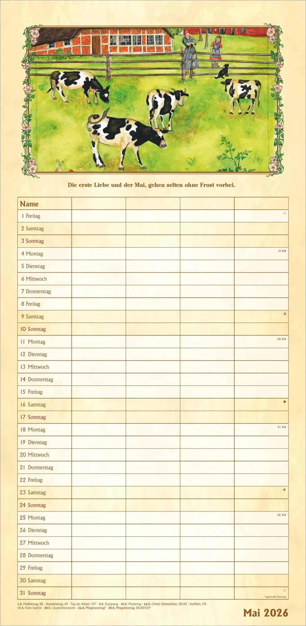 Bild: 4069095008366 | Bauernkalender Familienplaner - 4 Spalten | Kalender | 14 S. | Deutsch