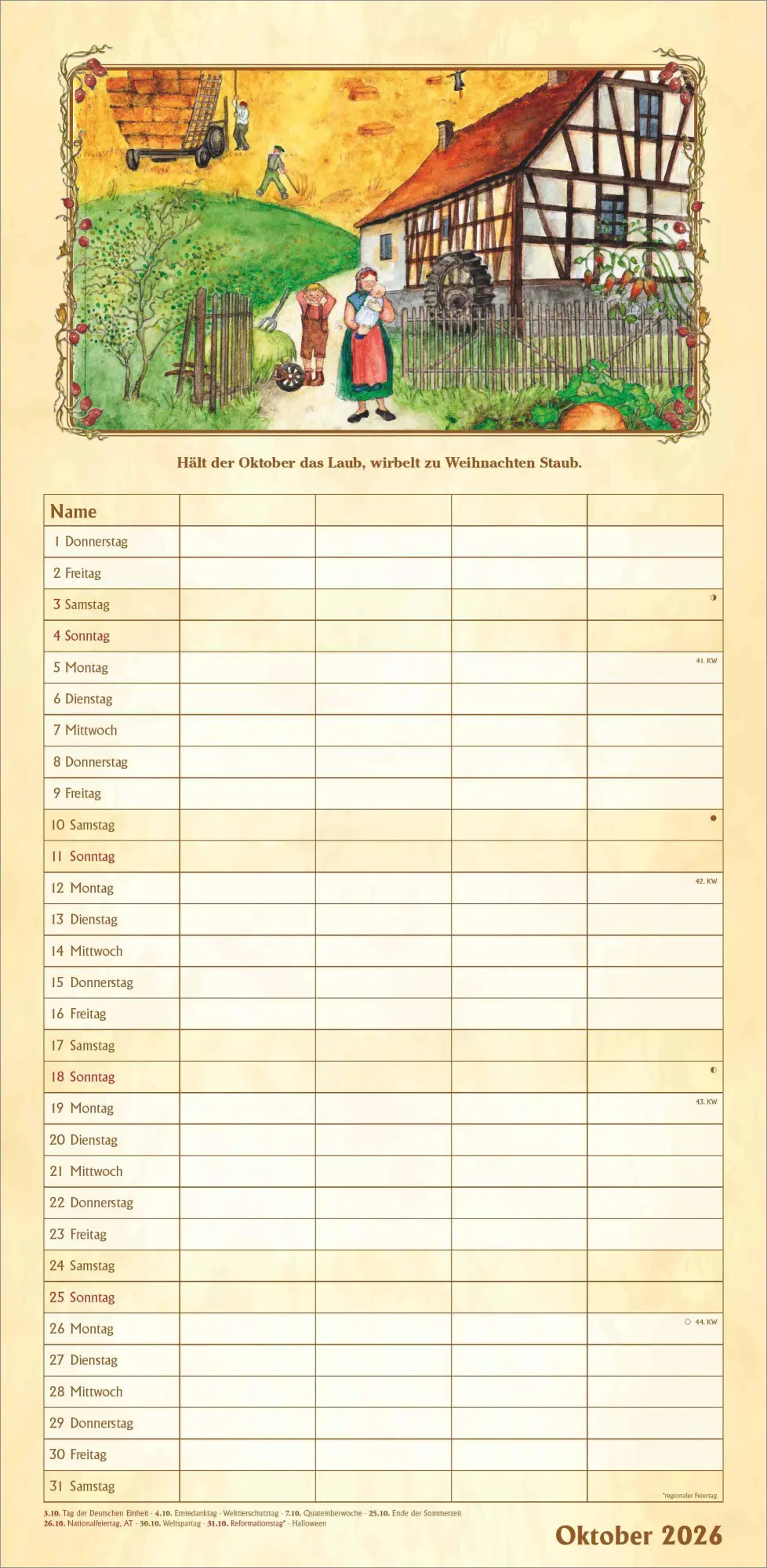 Bild: 4069095008366 | Bauernkalender Familienplaner - 4 Spalten | Kalender | 14 S. | Deutsch