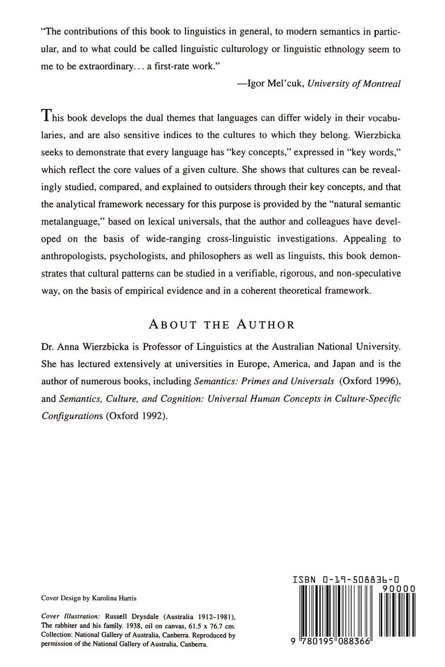 Rückseite: 9780195088366 | Understanding Cultures Through Their Key Words | Anna Wierzbicka
