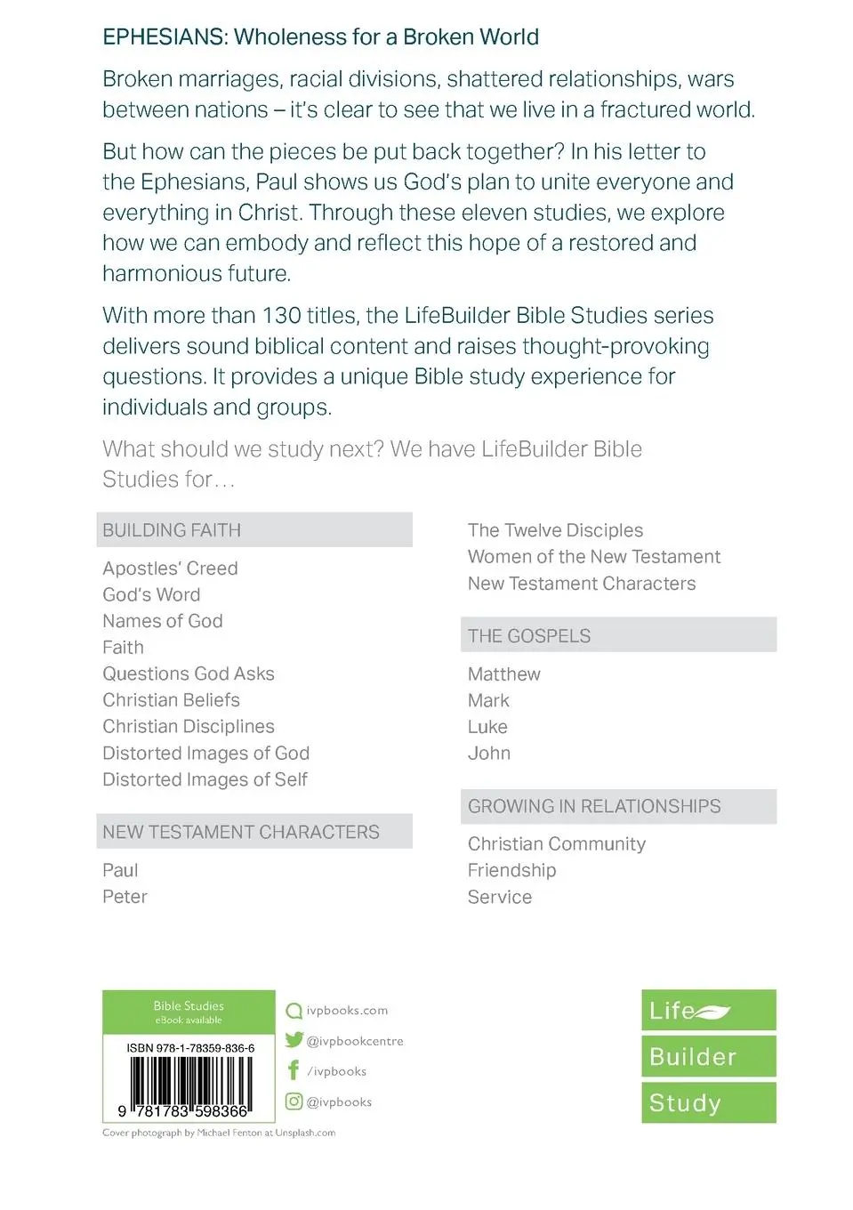 Rückseite: 9781783598366 | Ephesians (Lifebuilder Study Guides) | Wholeness for a broken world