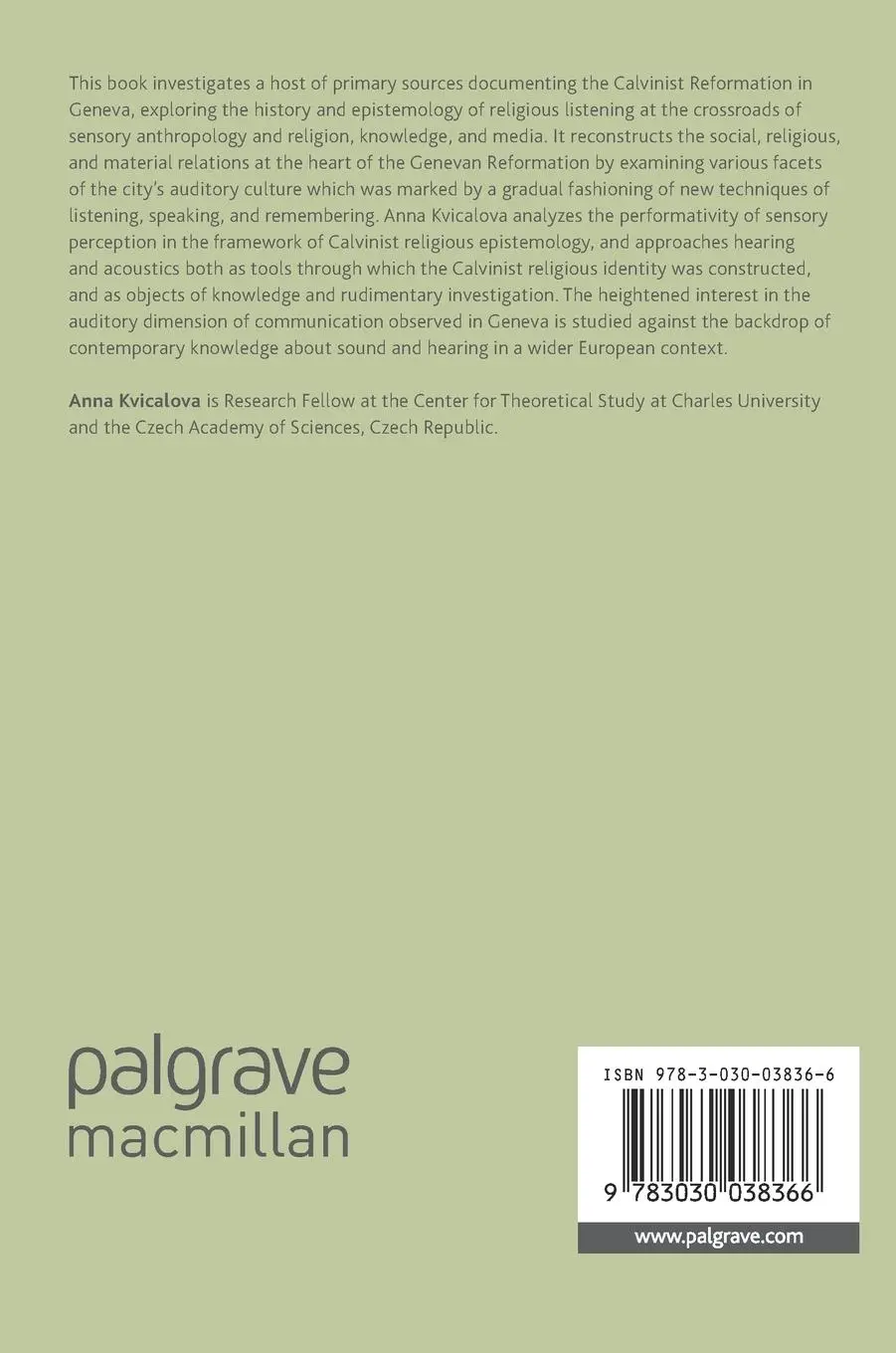 Rückseite: 9783030038366 | Listening and Knowledge in Reformation Europe | Anna Kvicalova | Buch