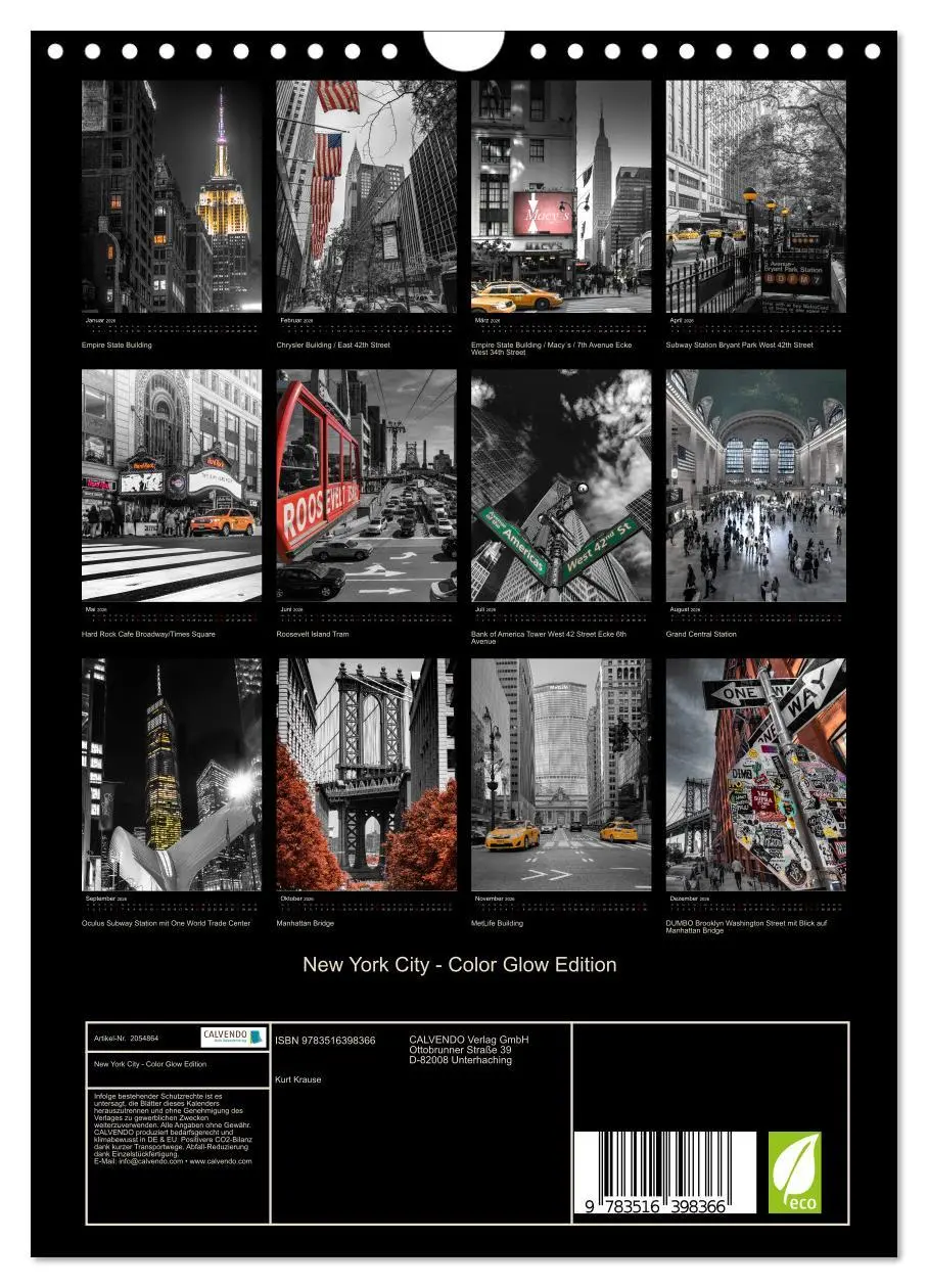 Bild: 9783516398366 | New York City - Color Glow Edition (Wandkalender 2026 DIN A4 hoch),...