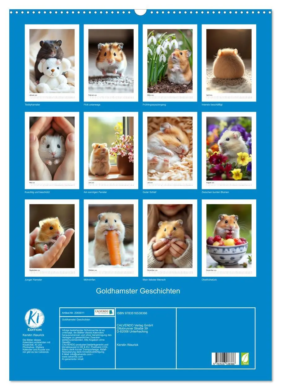 Bild: 9783516538366 | Goldhamster Geschichten (Wandkalender 2026 DIN A2 hoch), CALVENDO...