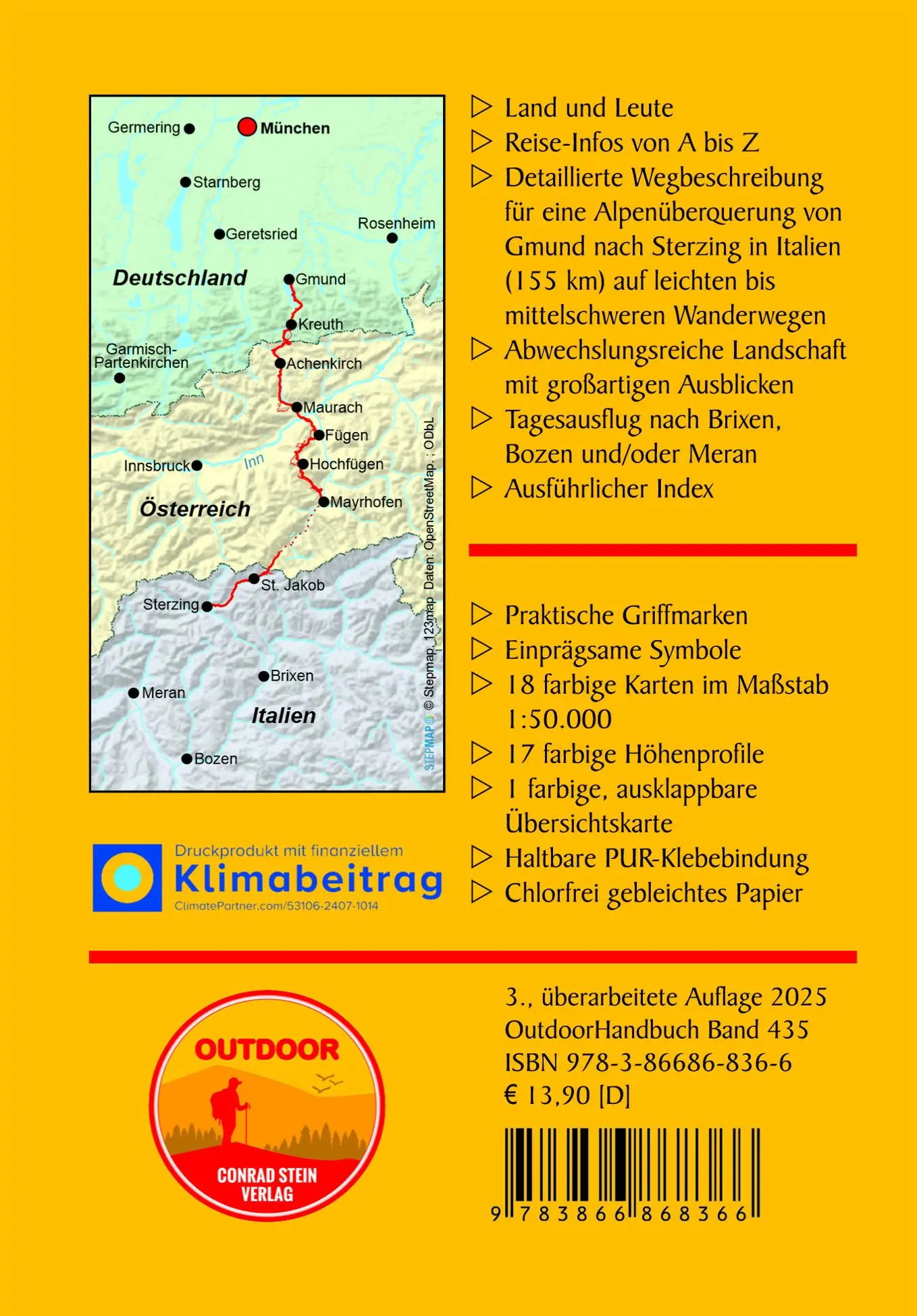 Rückseite: 9783866868366 | Tegernsee - Sterzing über die Alpen in 8 Etappen | Ulrike Gaube | Buch