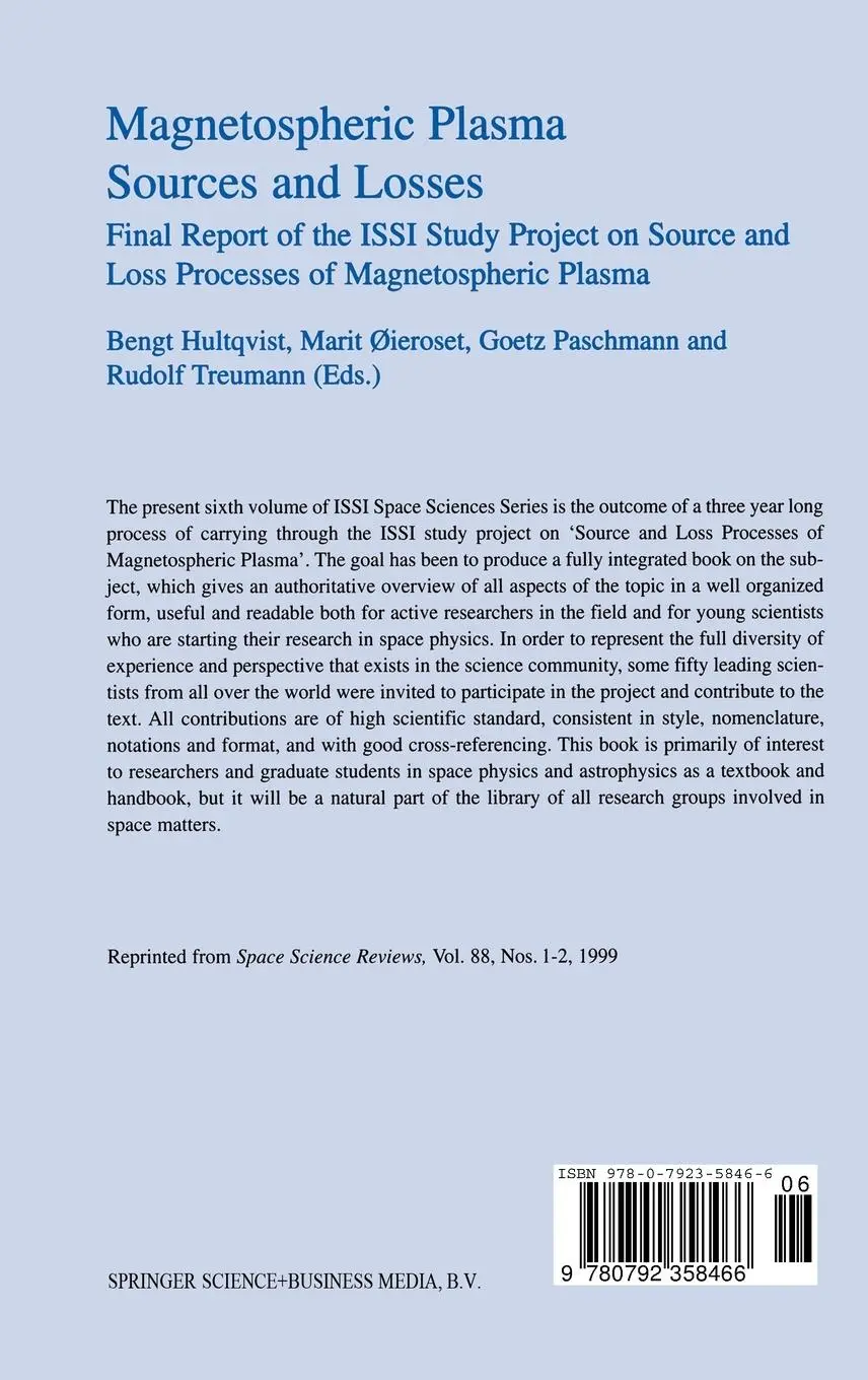 Rückseite: 9780792358466 | Magnetospheric Plasma Sources and Losses | Bengt Hultqvist (u. a.)
