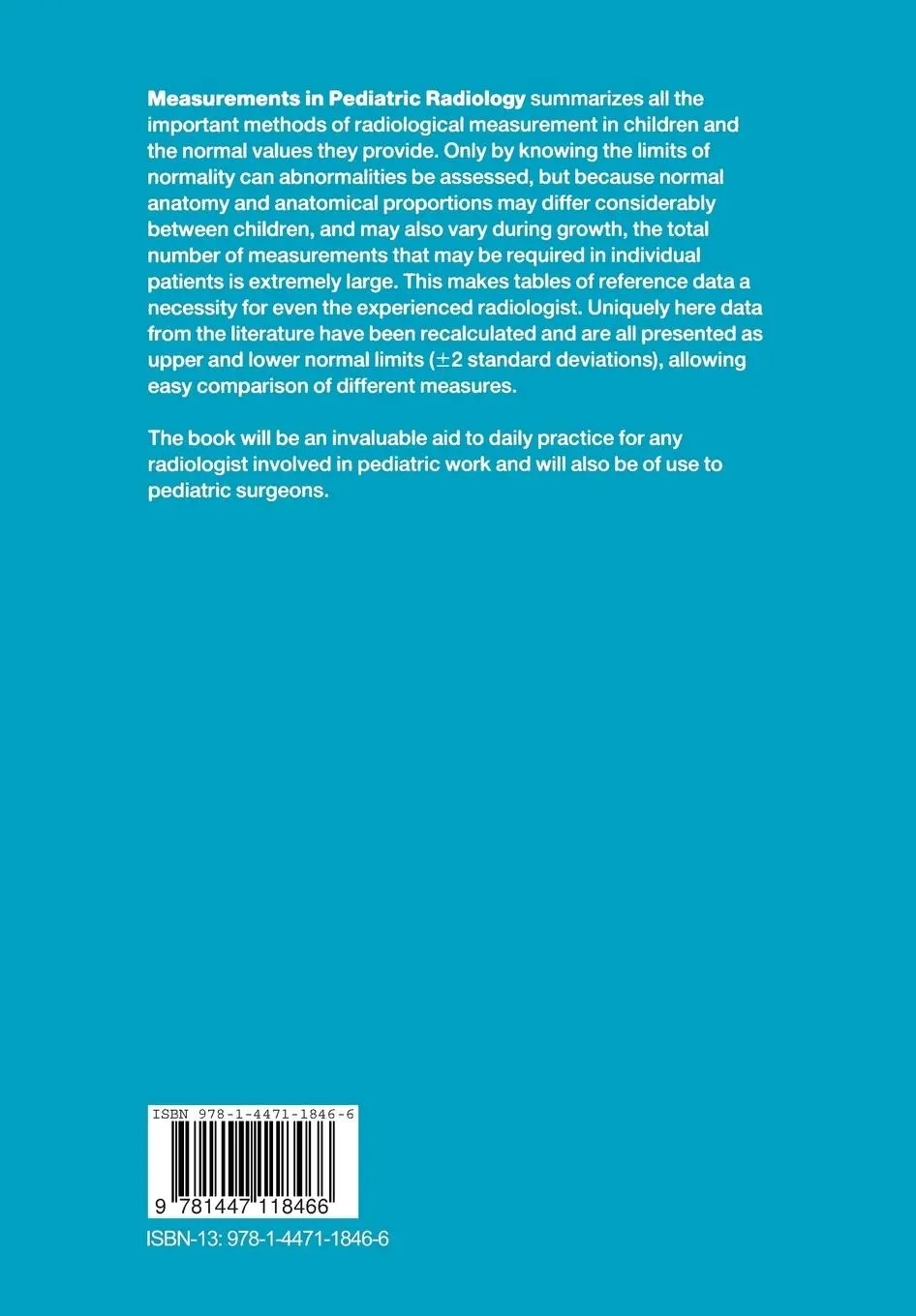 Rückseite: 9781447118466 | Measurements in Pediatric Radiology | Holger Pettersson (u. a.) | Buch