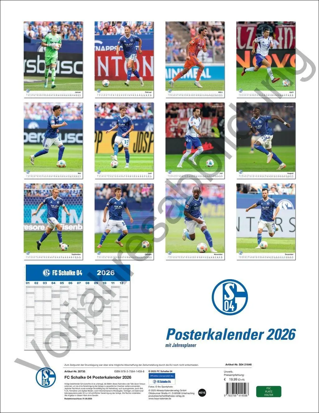 Rückseite: 9783756418466 | Schalke 04 Posterkalender 2027 | Kalender | Bundesliga Kalender Heye