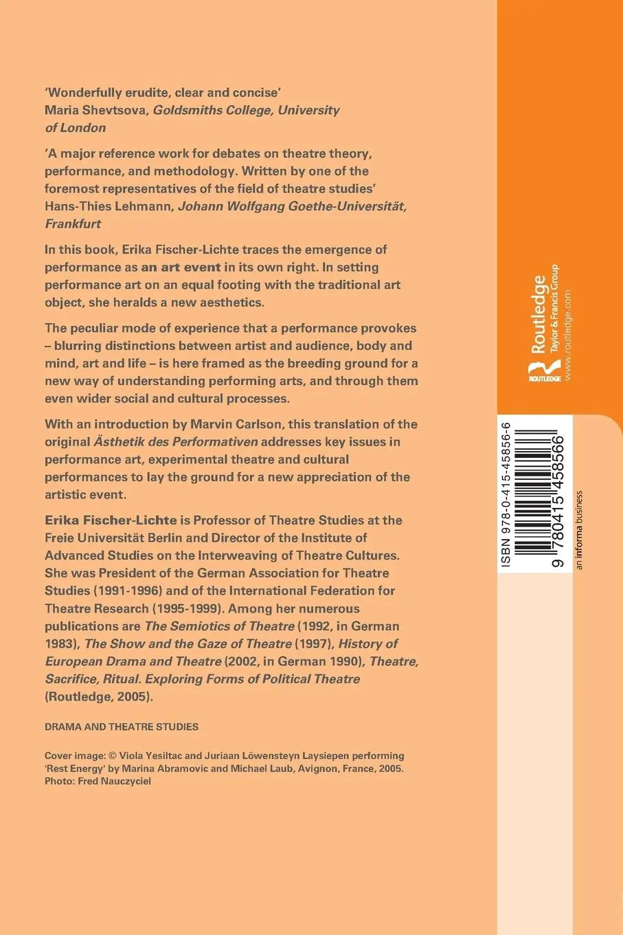 Rückseite: 9780415458566 | The Transformative Power of Performance | A New Aesthetics | Buch