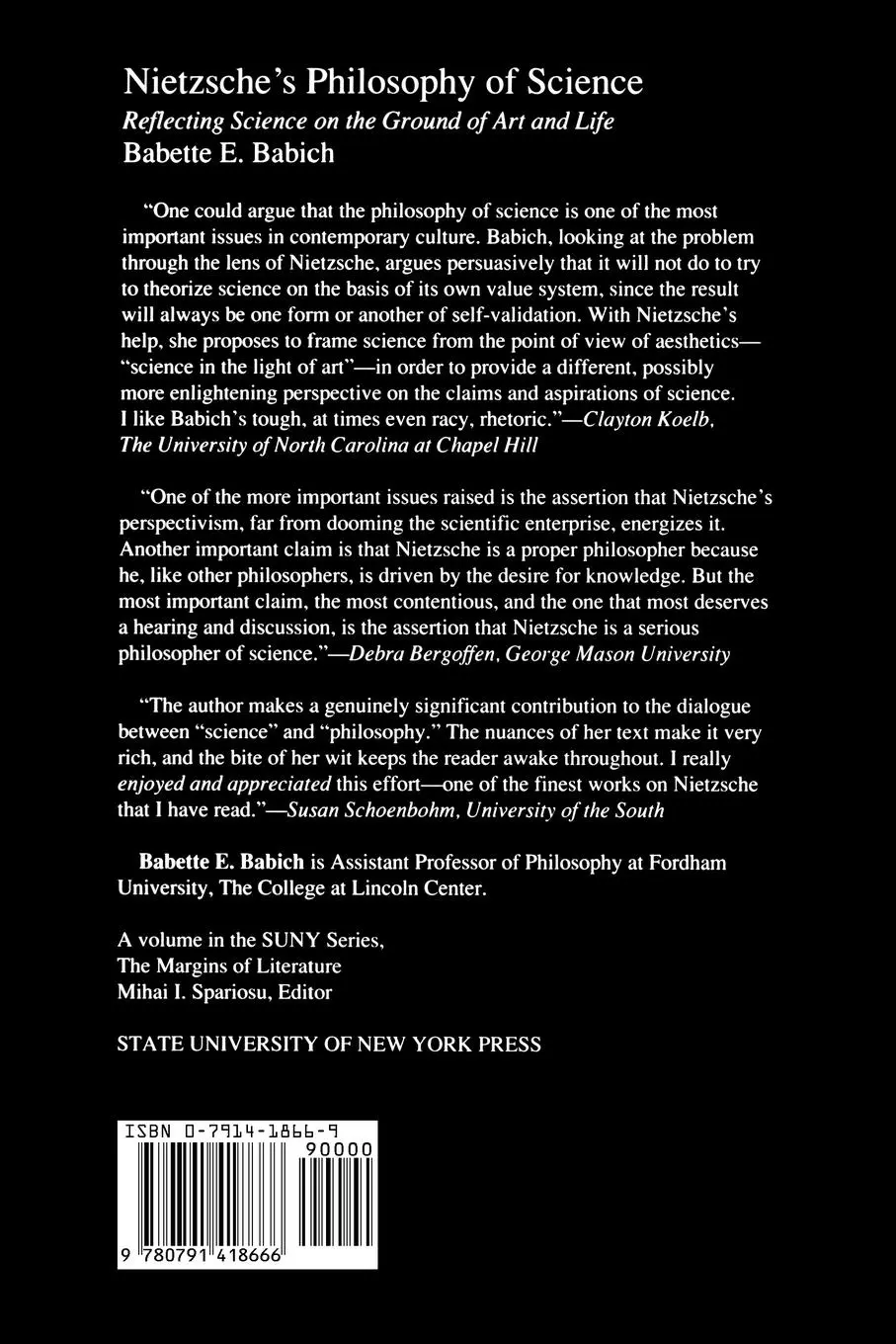 Rückseite: 9780791418666 | Nietzsche's Philosophy of Science | Babette Babich | Taschenbuch