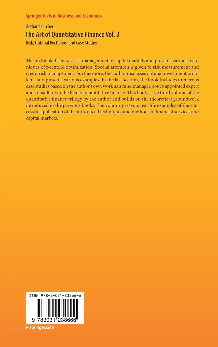 Rückseite: 9783031238666 | The Art of Quantitative Finance Vol. 3 | Gerhard Larcher | Buch | xiv