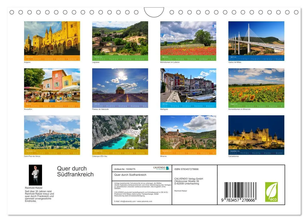 Bild: 9783457278666 | Quer durch Südfrankreich (Wandkalender 2026 DIN A4 quer), CALVENDO...