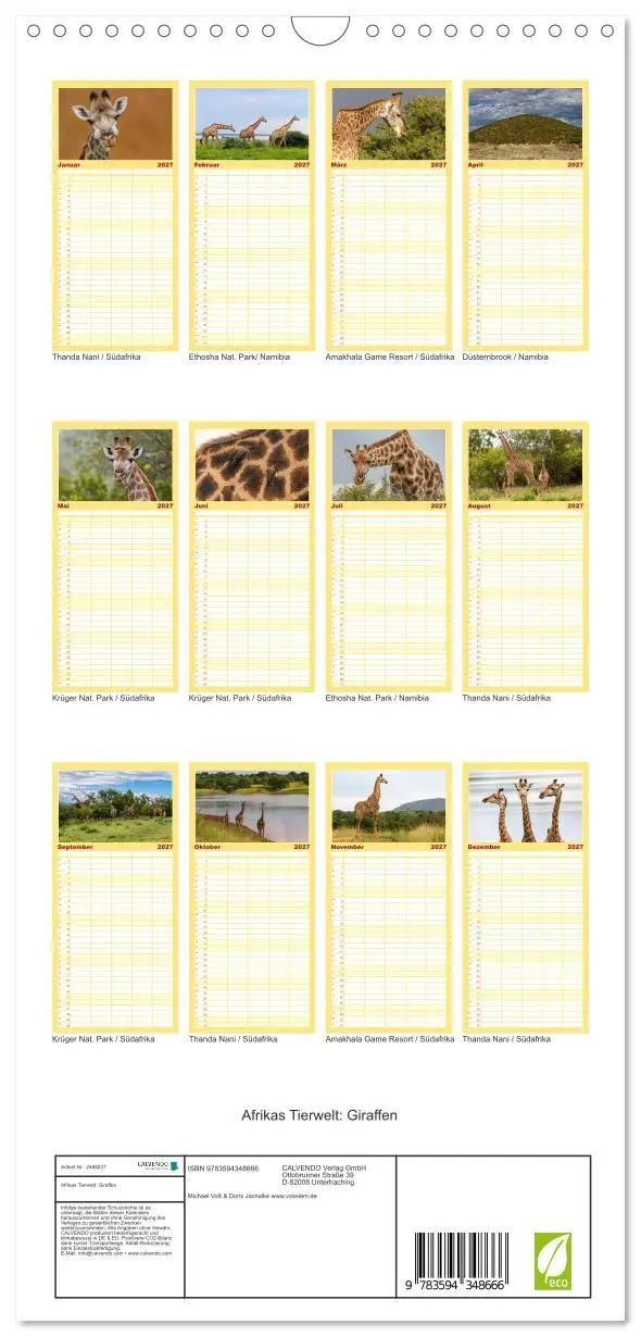 Bild: 9783594348666 | Familienplaner 2027 - Afrikas Tierwelt: Giraffen mit 5 Spalten...