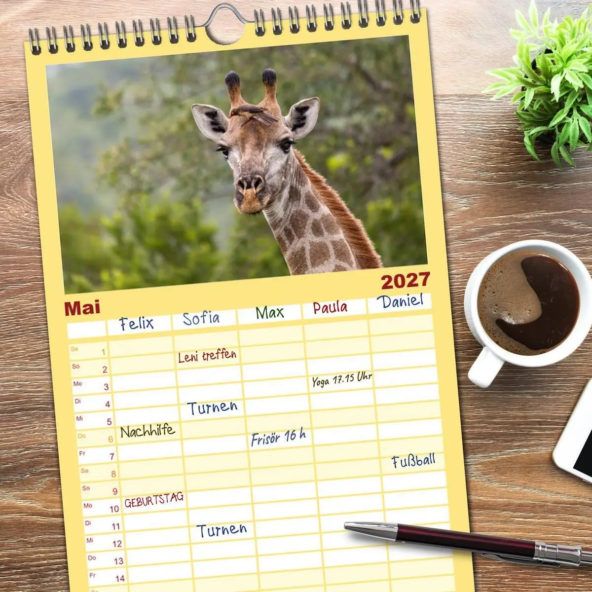 Bild: 9783594348666 | Familienplaner 2027 - Afrikas Tierwelt: Giraffen mit 5 Spalten...
