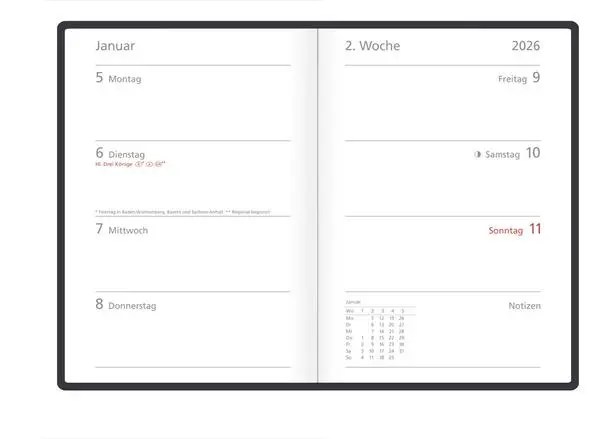 Bild: 9783731888666 | Wochentimer Colour anthrazit 2026 | Verlag Korsch | Buch | 128 S.