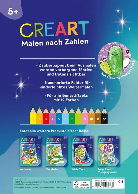 Bild: 9783473488766 | CreArt Malen nach Zahlen ab 5 - Zauberpapier: Kawaii Süße Freunde