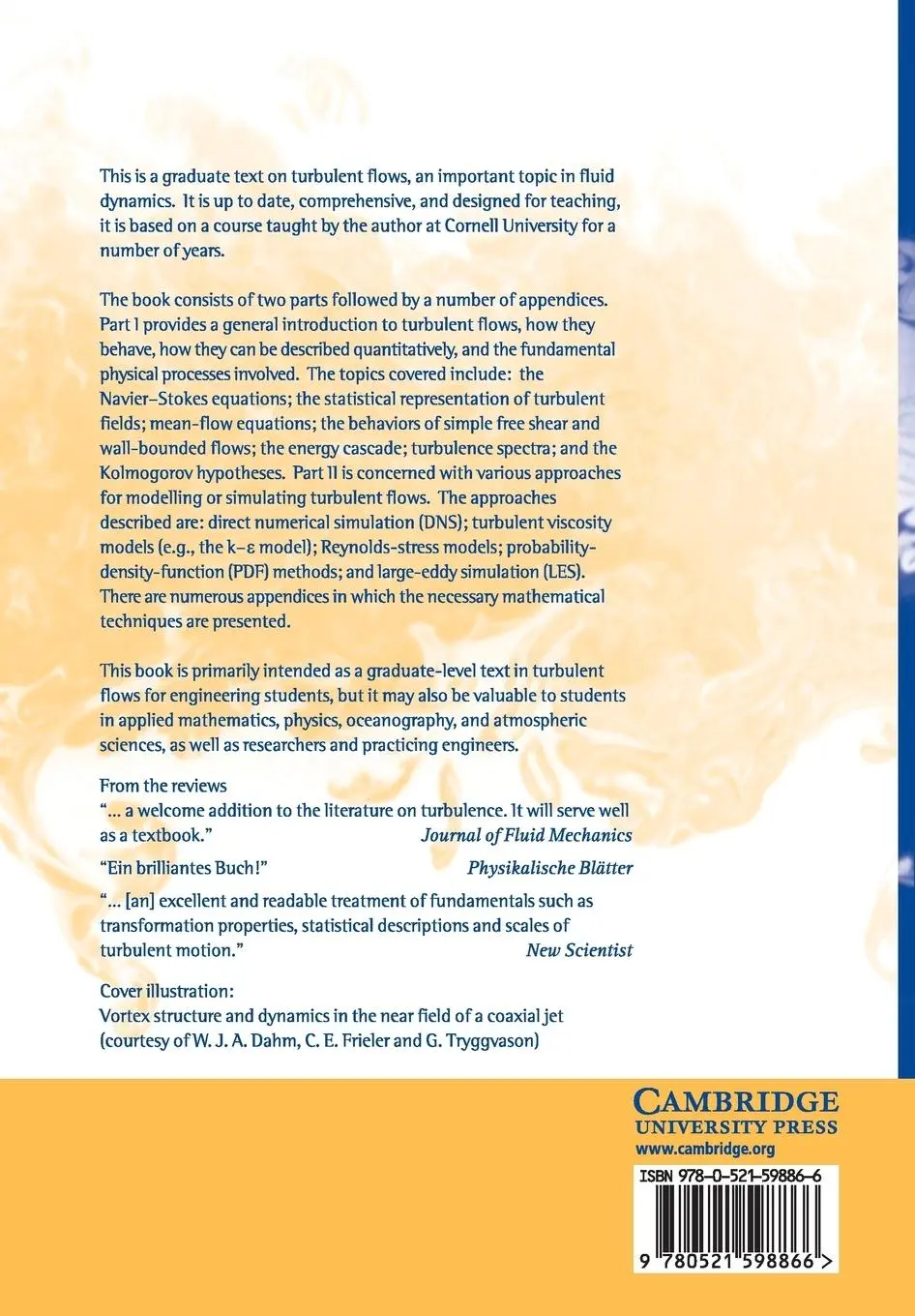 Rückseite: 9780521598866 | Turbulent Flows | Stephen B. Pope | Taschenbuch | Englisch | 2000