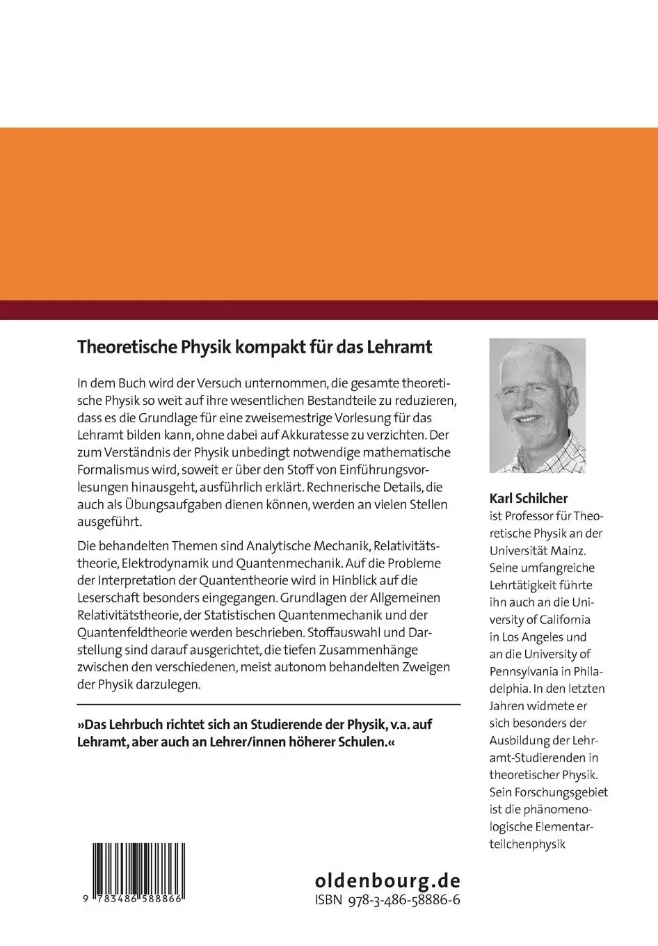 Rückseite: 9783486588866 | Theoretische Physik kompakt für das Lehramt | Karl Schilcher | Buch