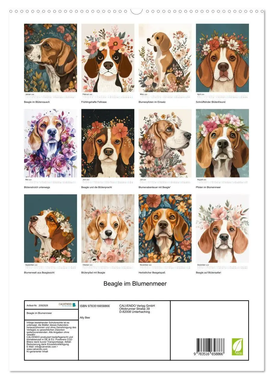Bild: 9783516658866 | Beagle im Blumenmeer (hochwertiger Premium Wandkalender 2026 DIN A2...