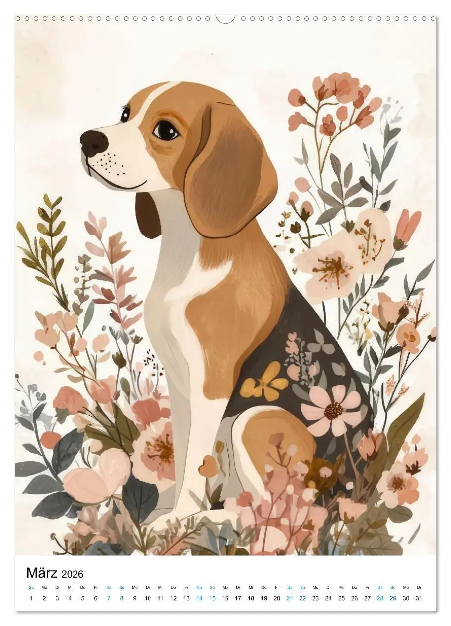 Bild: 9783516658866 | Beagle im Blumenmeer (hochwertiger Premium Wandkalender 2026 DIN A2...