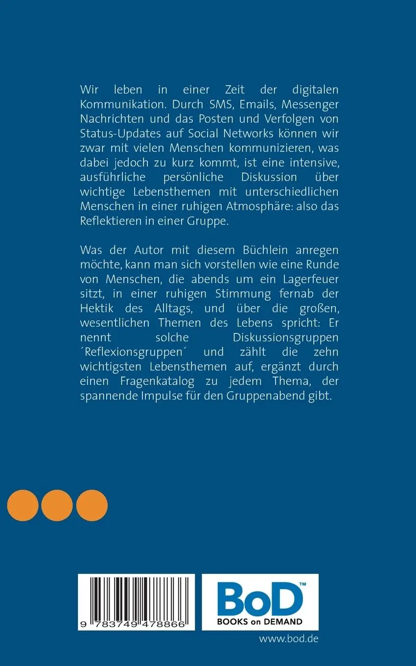 Rückseite: 9783749478866 | Die Reflexionsgruppe | Peter Jedlicka | Taschenbuch | 64 S. | Deutsch