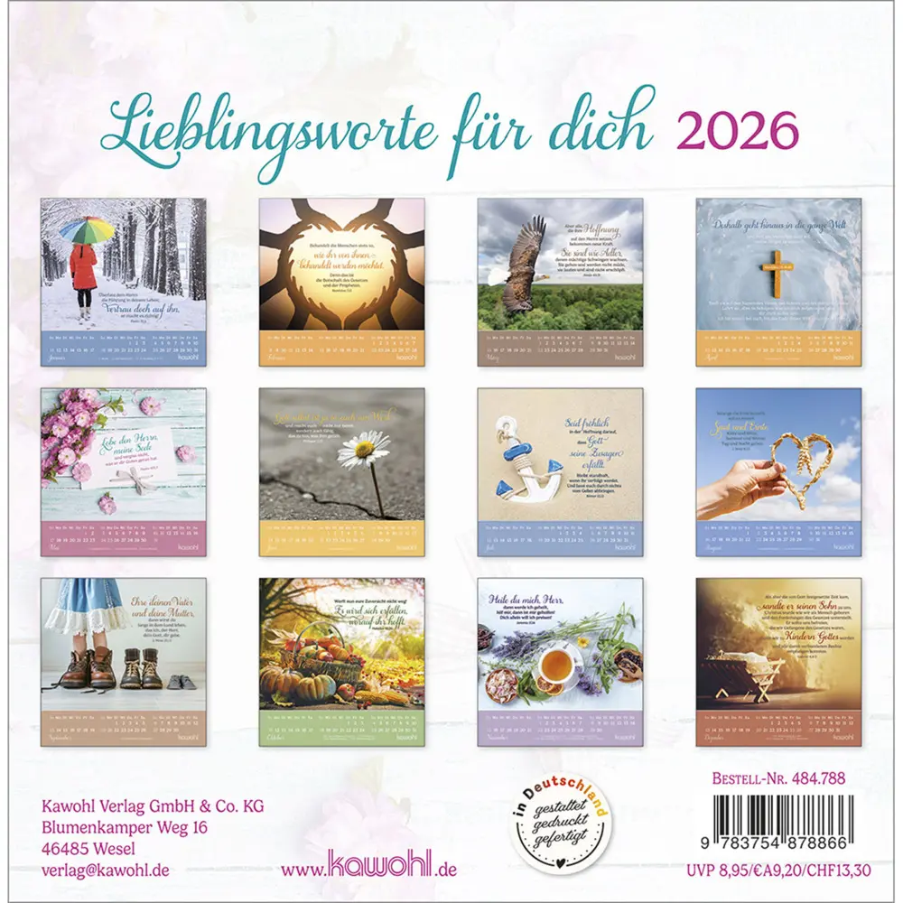 Bild: 9783754878866 | Lieblingsworte für dich 2026 | Postkartenkalender mit Bibelworten