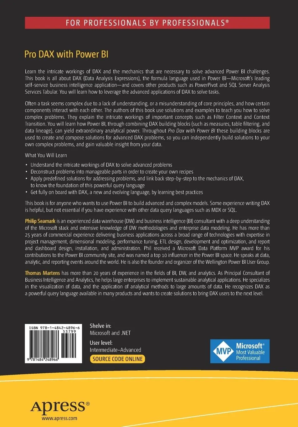 Rückseite: 9781484248966 | Pro DAX with Power BI | Thomas Martens (u. a.) | Taschenbuch | xiii