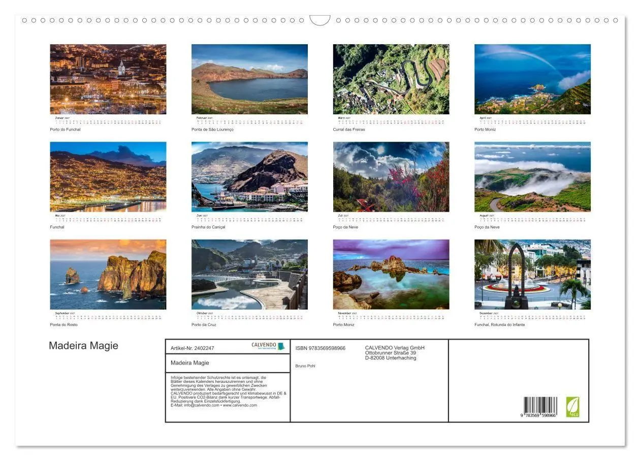 Bild: 9783569598966 | Madeira Magie (Wandkalender 2027 DIN A2 quer), CALVENDO Monatskalender