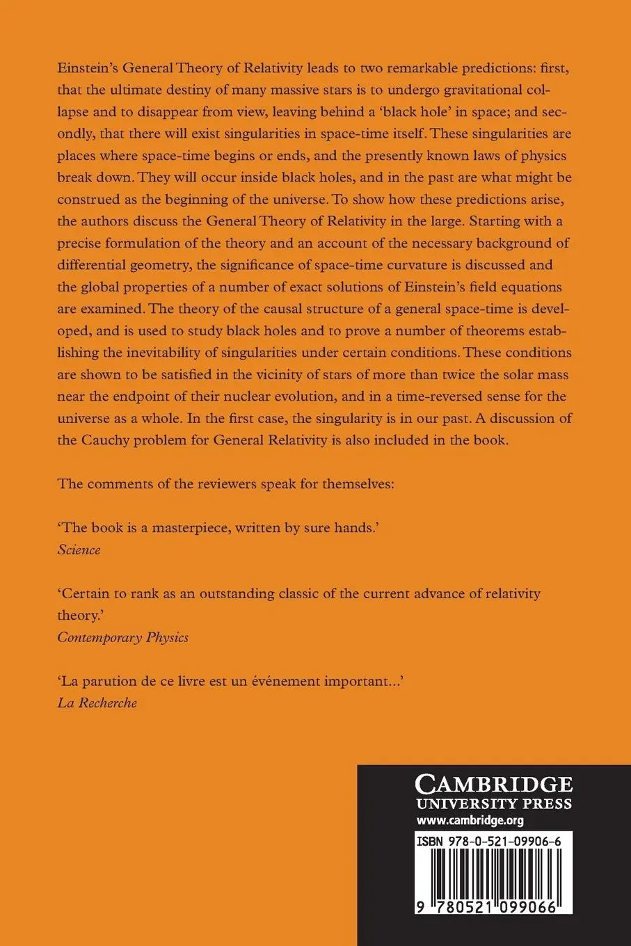 Rückseite: 9780521099066 | The Large Scale Structure of Space-Time | Stephen Hawking (u. a.)