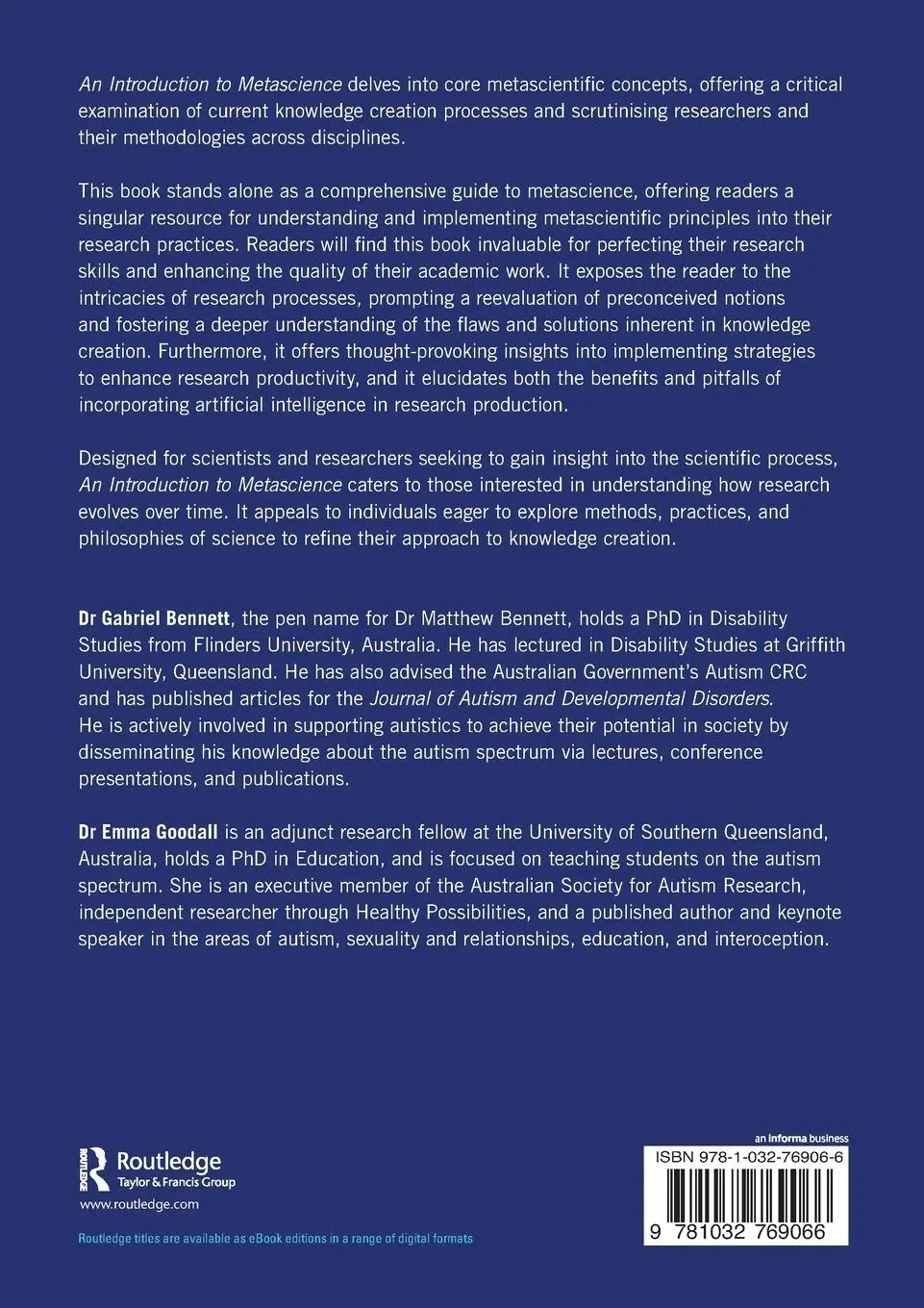Rückseite: 9781032769066 | An Introduction to Metascience | Gabriel Bennett (u. a.) | Taschenbuch