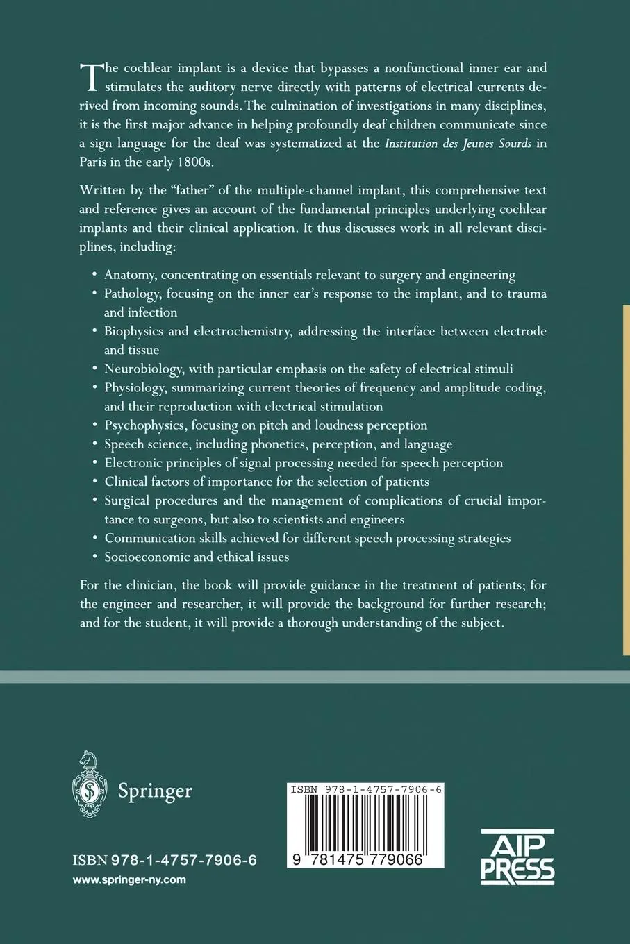 Rückseite: 9781475779066 | Cochlear Implants | Fundamentals and Applications | Graeme Clark