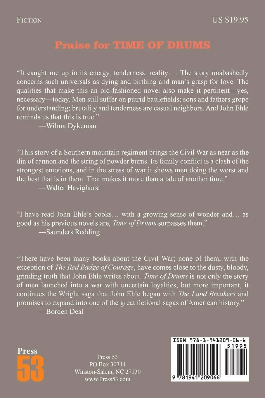 Rückseite: 9781941209066 | Time of Drums | John Ehle | Taschenbuch | Englisch | 2014