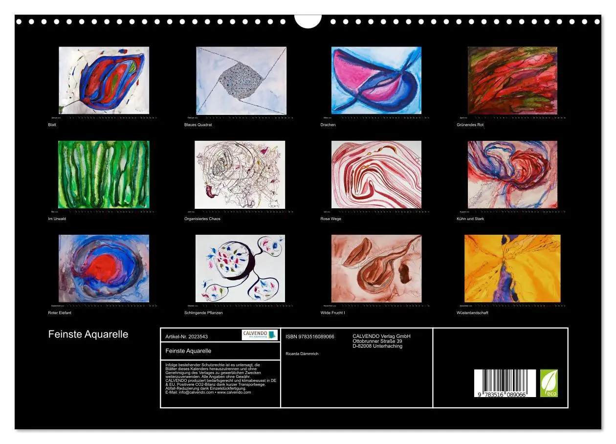 Bild: 9783516089066 | Feinste Aquarelle (Wandkalender 2026 DIN A3 quer), CALVENDO...