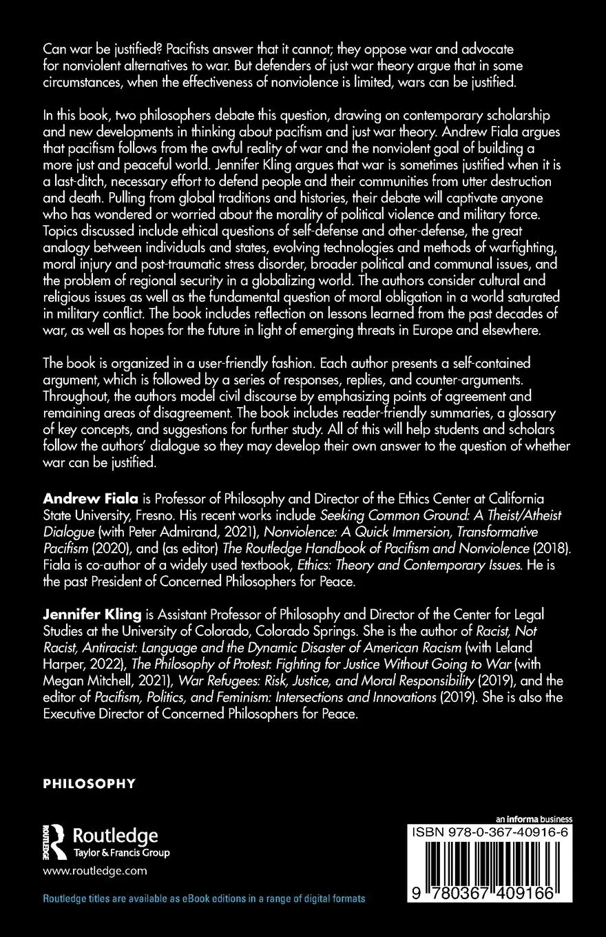 Rückseite: 9780367409166 | Can War Be Justified? | A Debate | Andrew Fiala (u. a.) | Taschenbuch