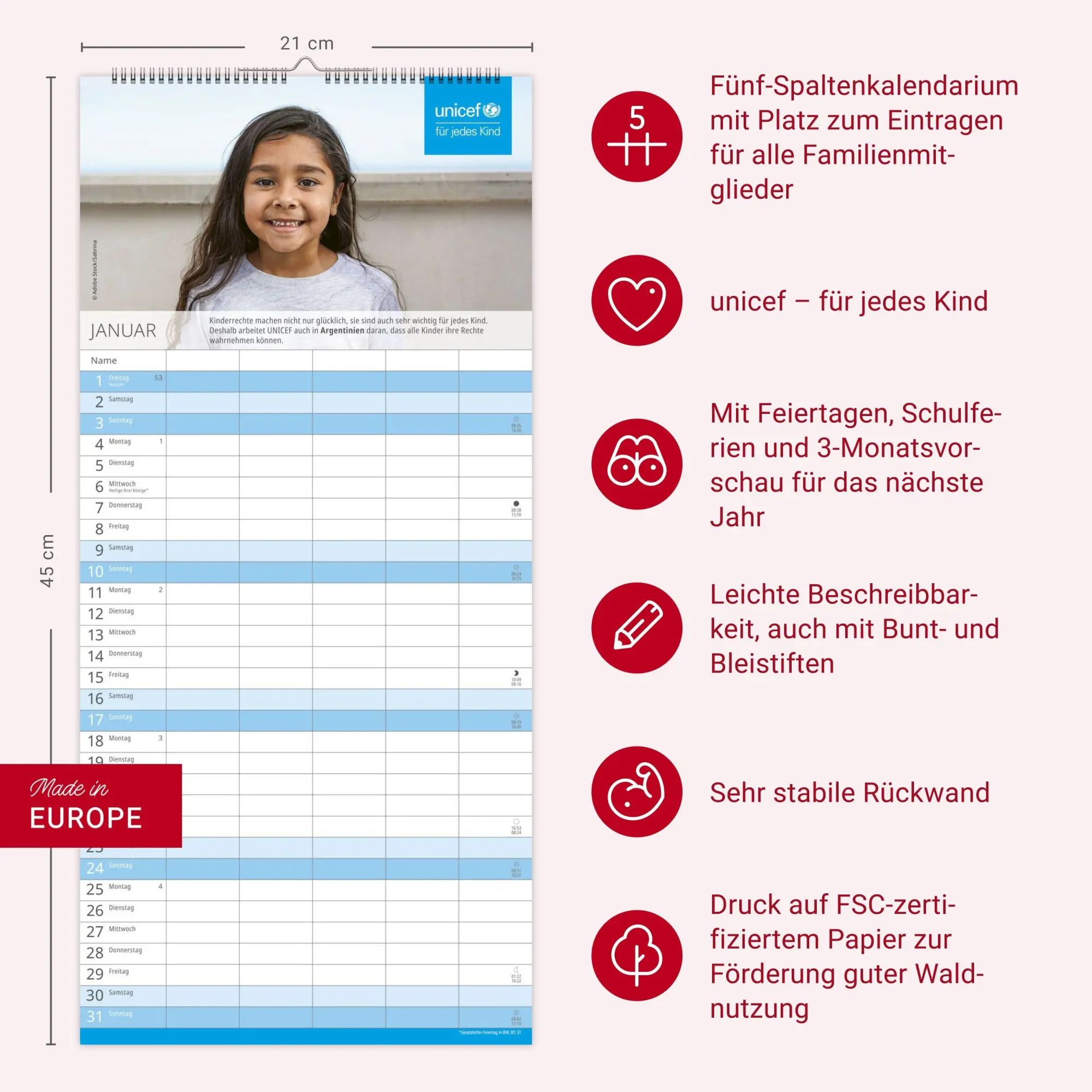 Bild: 9783756419166 | Unicef Familienplaner 2027 | Kalender | 13 S. | Deutsch | 2027 | Heye