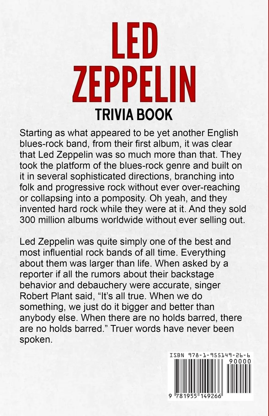 Rückseite: 9781955149266 | Led Zeppelin Trivia Book¿ | Dale Raynes | Taschenbuch | Englisch