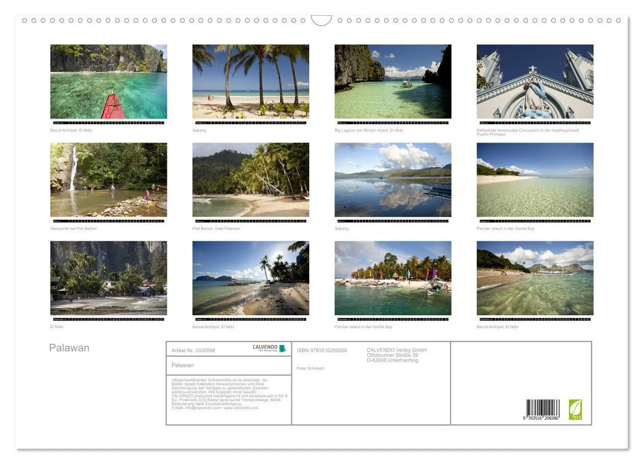 Bild: 9783516209266 | Palawan (Wandkalender 2026 DIN A2 quer), CALVENDO Monatskalender