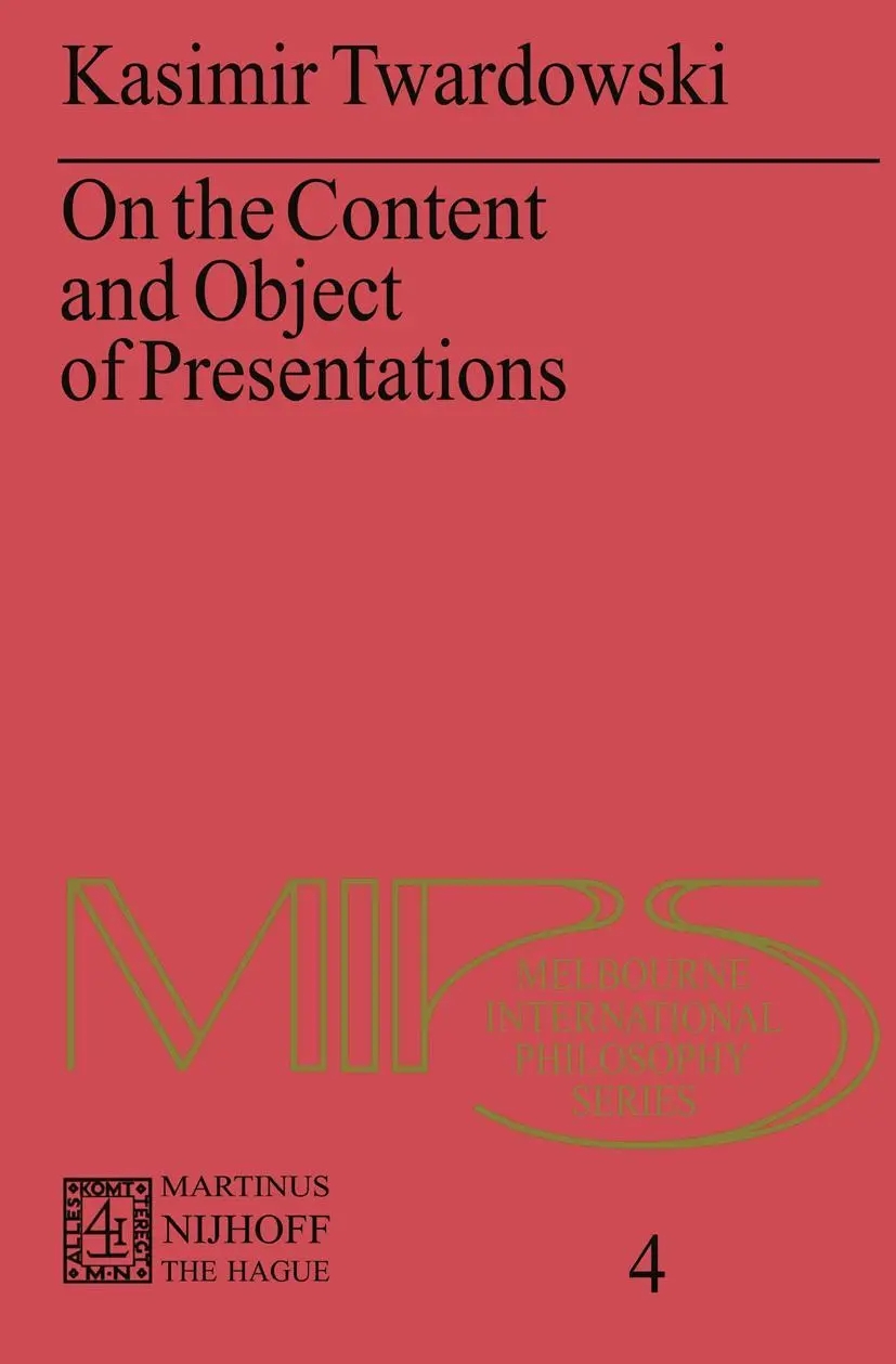 Cover: 9789024719266 | On the Content and Object of Presentations | Kasimir Twardowski | Buch