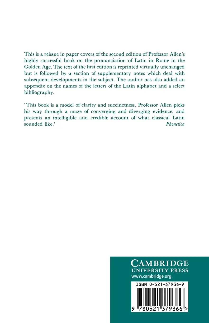 Rückseite: 9780521379366 | Vox Latina | A Guide to the Pronunciation of Classical Latin | Allen