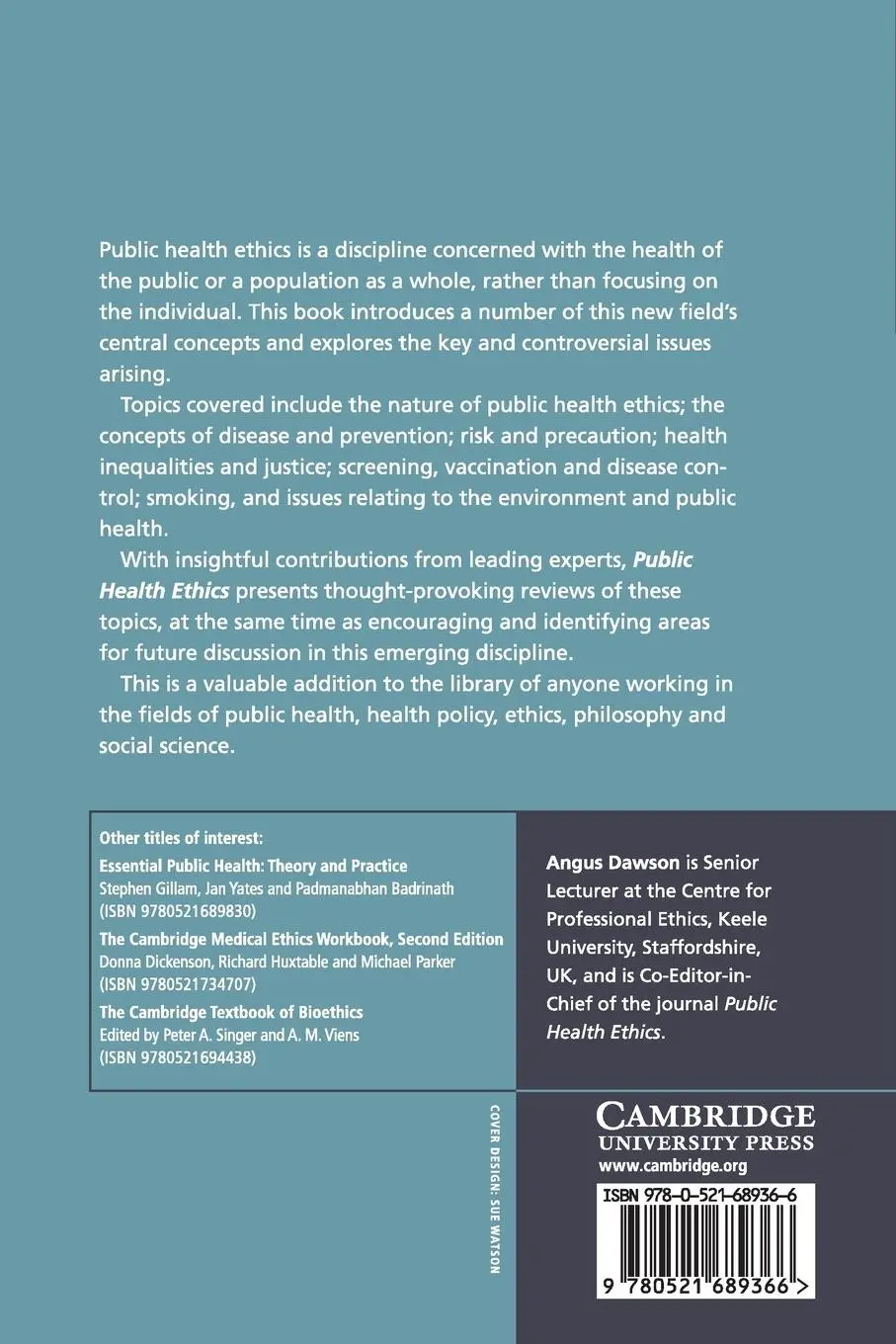 Rückseite: 9780521689366 | Public Health Ethics | Angus Dawson | Taschenbuch | Paperback | 2015