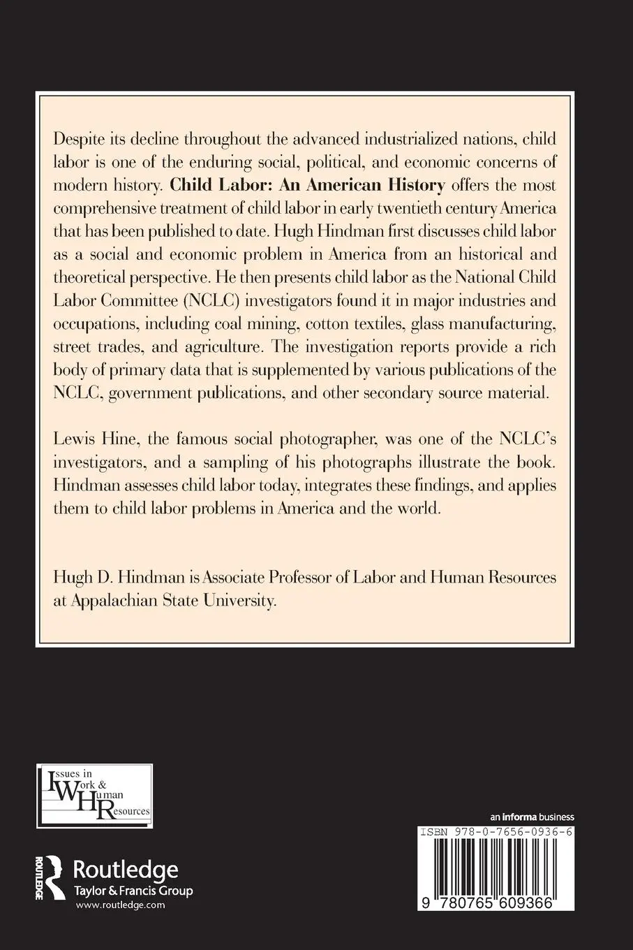 Rückseite: 9780765609366 | Child Labor | An American History | Hugh D Hindman | Taschenbuch