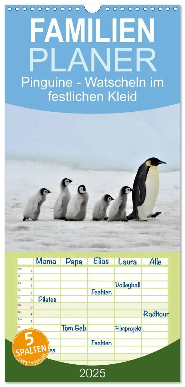 Cover: 9783457109366 | Familienplaner 2025 - Pinguine - Watscheln im festlichen Kleid mit...