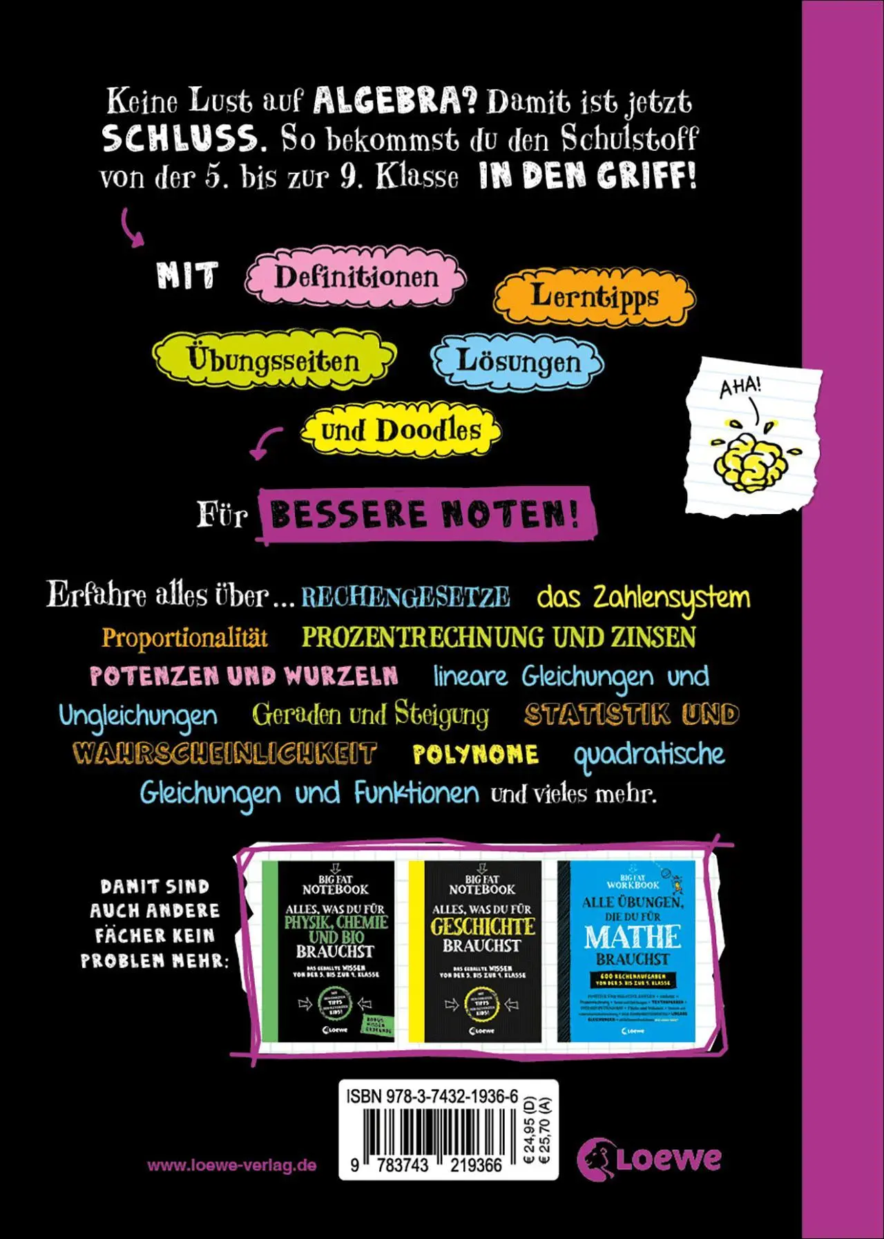 Bild: 9783743219366 | Big Fat Notebook - Alles, was du für Algebra brauchst | Jason Wang