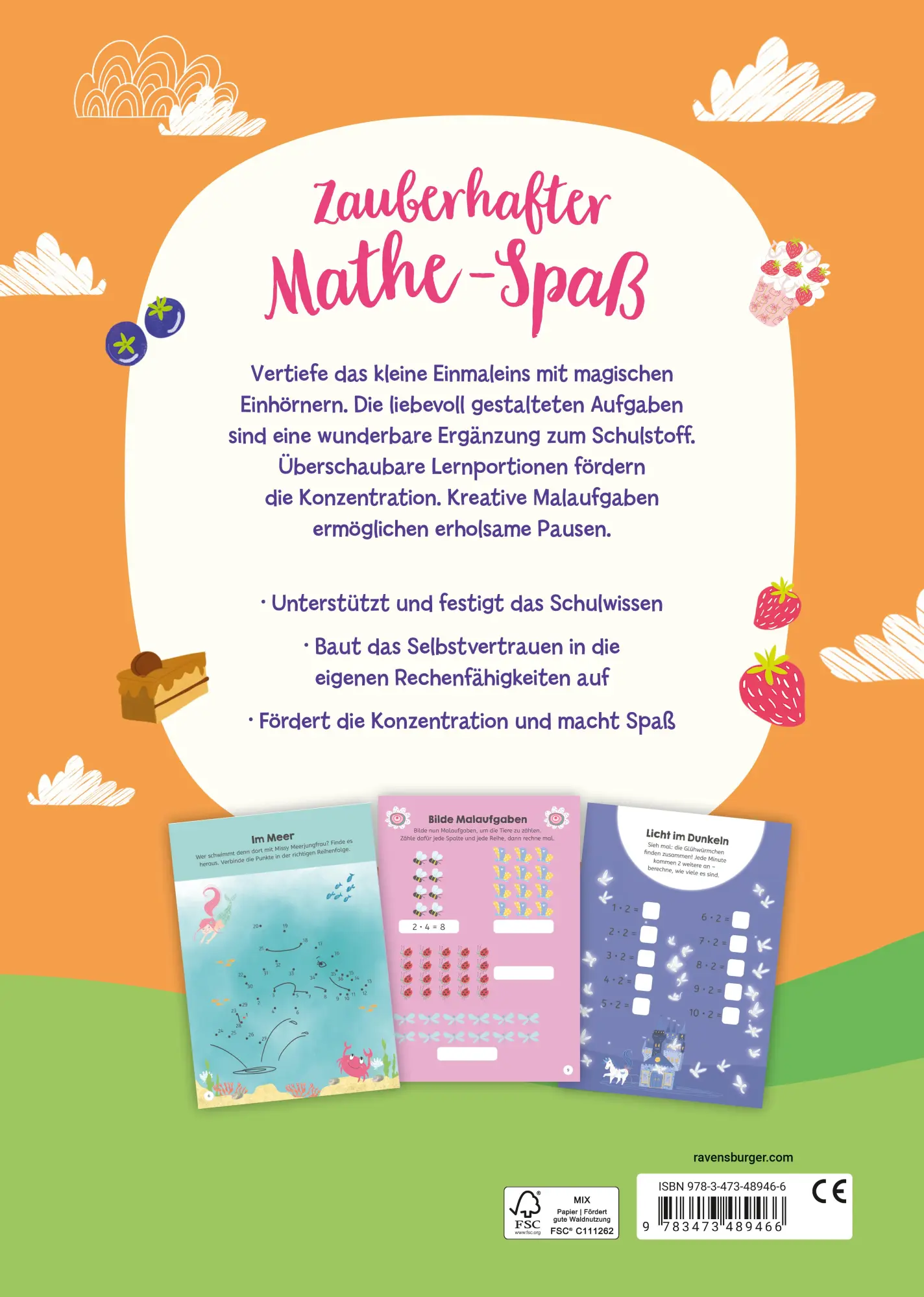 Rückseite: 9783473489466 | Einhorn-Akademie - 1x1 | Lisa Regan | Taschenbuch | 48 S. | Deutsch