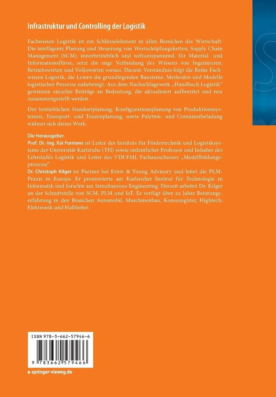 Rückseite: 9783662579466 | Infrastruktur und Controlling der Logistik | Christoph Kilger (u. a.)