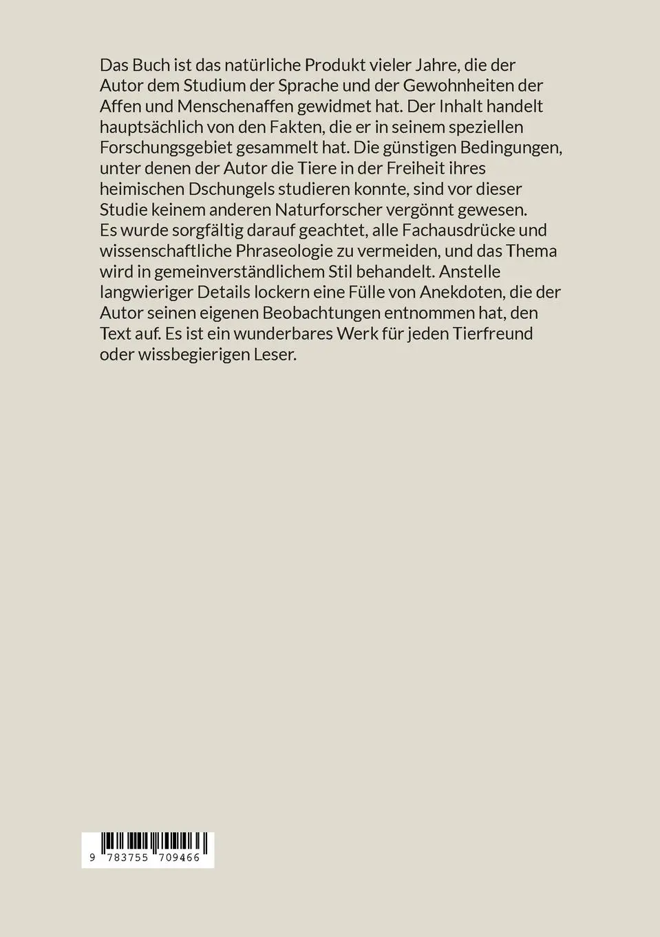 Rückseite: 9783755709466 | Die Sprache der Menschenaffen | Ihr Leben und ihre Gewohnheiten | Buch