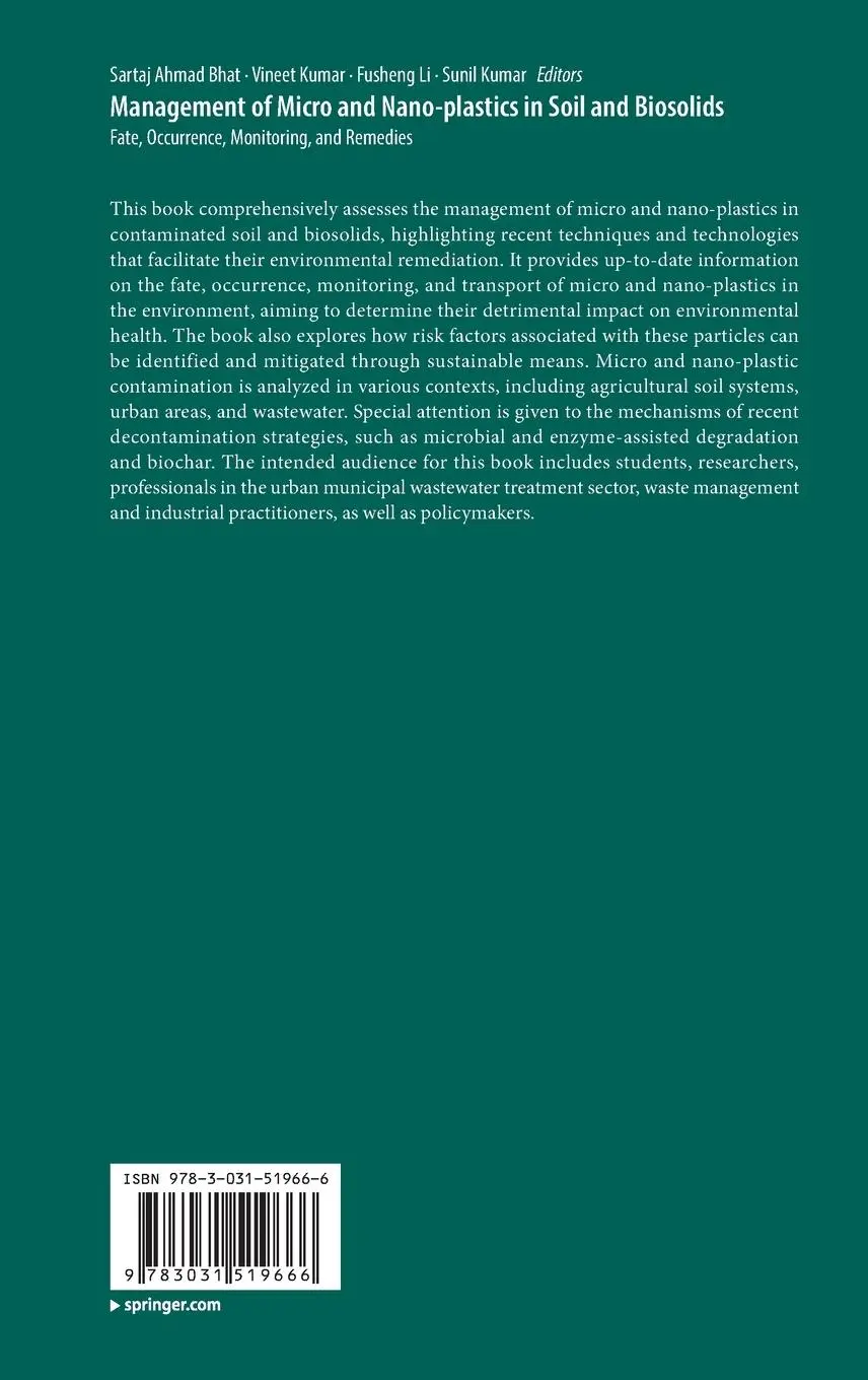 Rückseite: 9783031519666 | Management of Micro and Nano-plastics in Soil and Biosolids | Buch