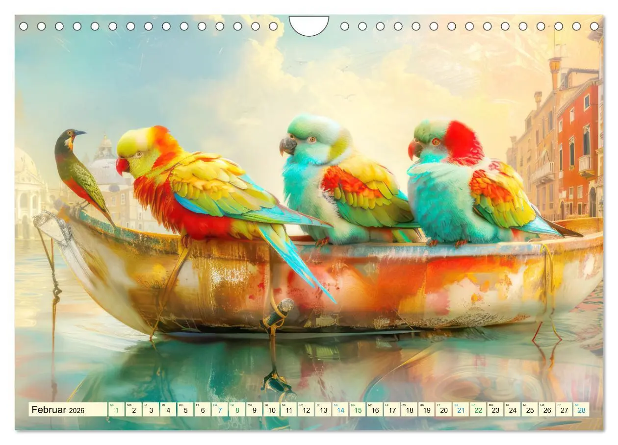 Bild: 9783457319666 | Farbenfrohe Fantasievögel (Wandkalender 2026 DIN A4 quer), CALVENDO...