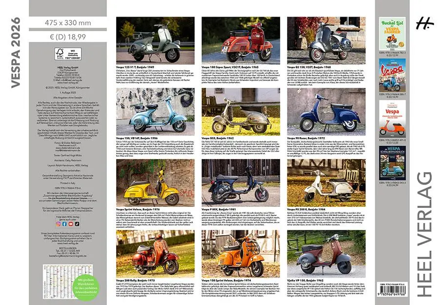 Bild: 9783966649766 | Vespa Kalender 2026 | La Dolce Vita auf zwei Rädern. Roller Kalender