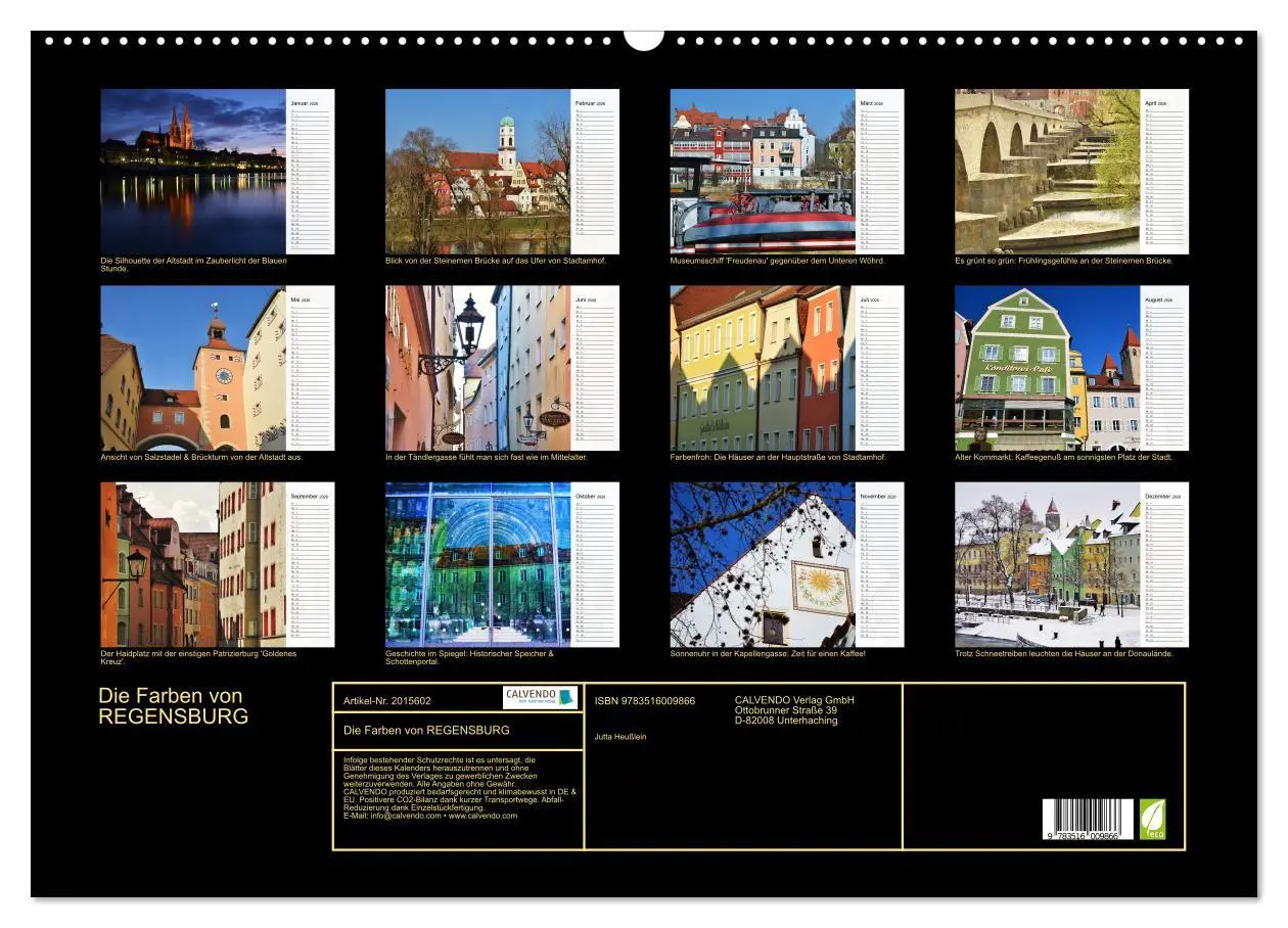 Bild: 9783516009866 | Die Farben von REGENSBURG (Wandkalender 2026 DIN A2 quer), CALVENDO...