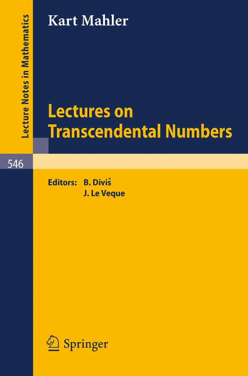 Cover: 9783540079866 | Lectures on Transcendental Numbers | K. Mahler | Taschenbuch | 1976